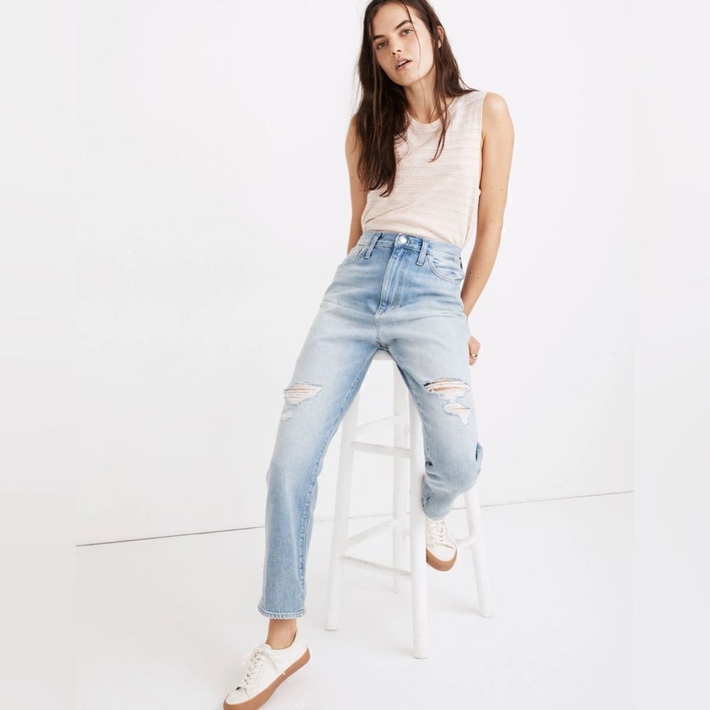 Madewell The Momjean in Gilford Wash: Ripped Edition Size 31